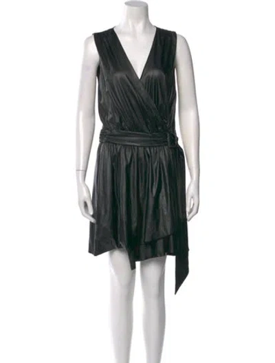 Pre-owned Ramy Brook V-neck Mini Dress In Black
