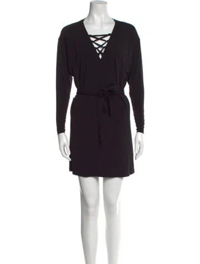 Pre-owned Ramy Brook V-neck Mini Dress In Black