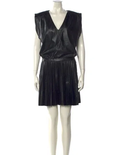 Pre-owned Ramy Brook V-neck Mini Dress In Black