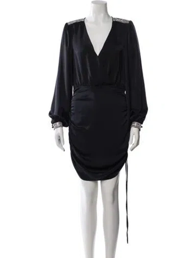 Pre-owned Ramy Brook V-neck Mini Dress In Black