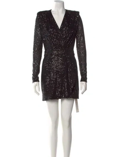 Pre-owned Ramy Brook V-neck Mini Dress In Black