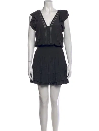 Pre-owned Ramy Brook V-neck Mini Dress In Black