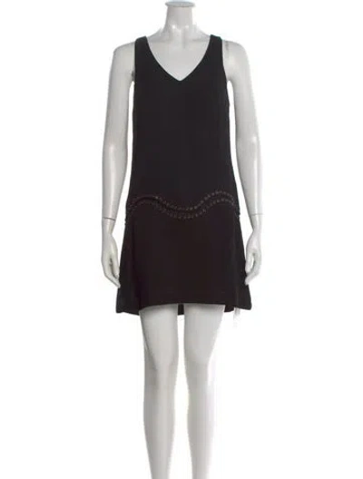 Pre-owned Ramy Brook V-neck Mini Dress In Black