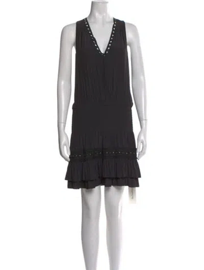 Pre-owned Ramy Brook V-neck Mini Dress In Black