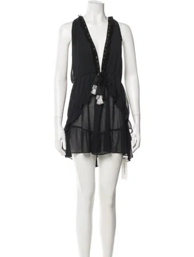 Pre-owned Ramy Brook V-neck Mini Dress In Black