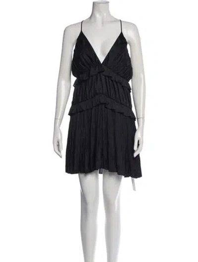 Pre-owned Ramy Brook V-neck Mini Dress In Black