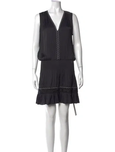 Pre-owned Ramy Brook V-neck Mini Dress In Black