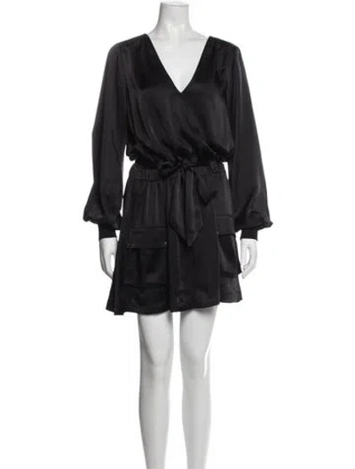 Pre-owned Ramy Brook V-neck Mini Dress In Black