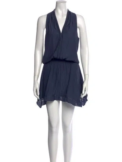 Pre-owned Ramy Brook V-neck Mini Dress In Blue