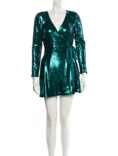 Pre-owned Ramy Brook V-neck Mini Dress In Blue