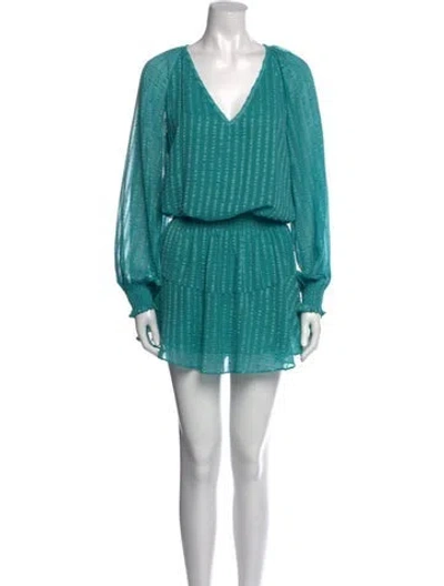 Pre-owned Ramy Brook V-neck Mini Dress In Blue