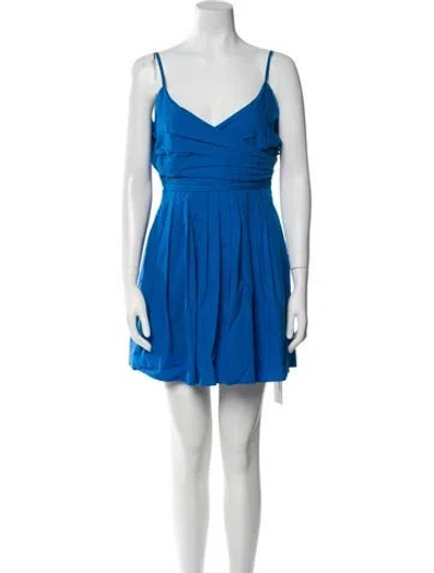 Pre-owned Ramy Brook V-neck Mini Dress In Blue