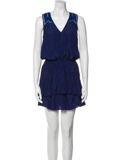 Pre-owned Ramy Brook V-neck Mini Dress In Blue