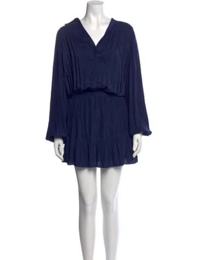 Pre-owned Ramy Brook V-neck Mini Dress In Blue