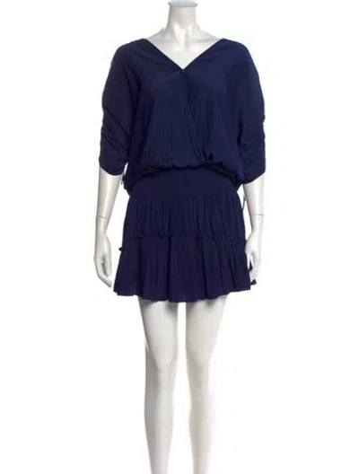 Pre-owned Ramy Brook V-neck Mini Dress In Blue