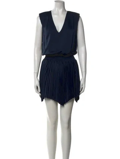 Pre-owned Ramy Brook V-neck Mini Dress In Blue