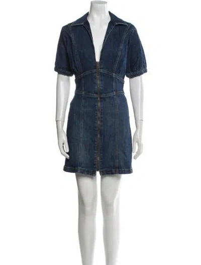 Pre-owned Ramy Brook V-neck Mini Dress In Blue