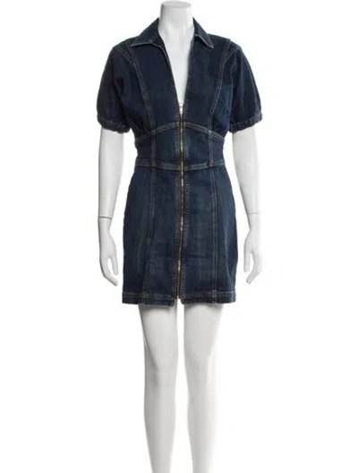 Pre-owned Ramy Brook V-neck Mini Dress In Blue
