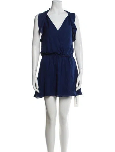 Pre-owned Ramy Brook V-neck Mini Dress In Blue