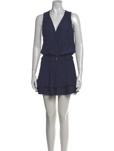 Pre-owned Ramy Brook V-neck Mini Dress In Blue