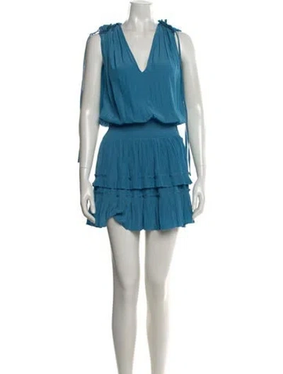 Pre-owned Ramy Brook V-neck Mini Dress In Blue