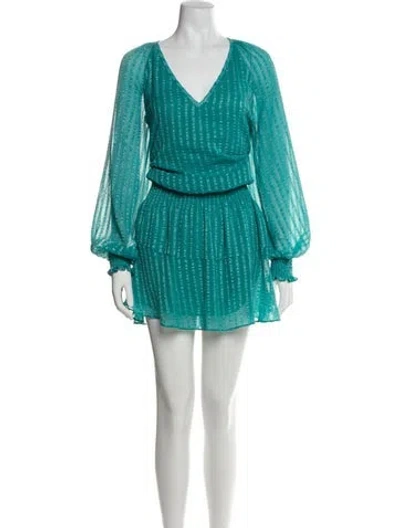Pre-owned Ramy Brook V-neck Mini Dress In Blue