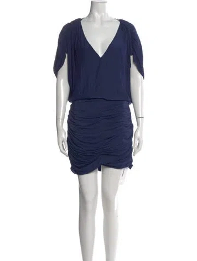 Pre-owned Ramy Brook V-neck Mini Dress In Blue