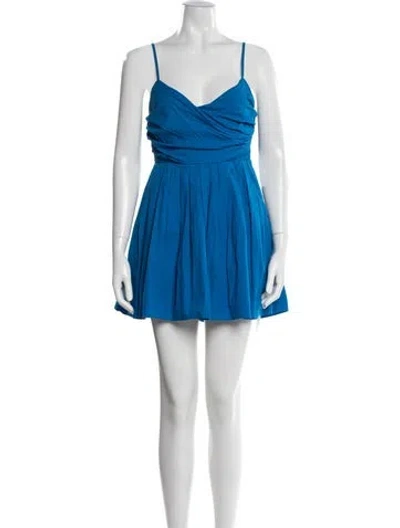 Pre-owned Ramy Brook V-neck Mini Dress In Blue