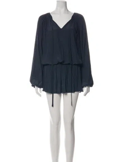 Pre-owned Ramy Brook V-neck Mini Dress In Blue