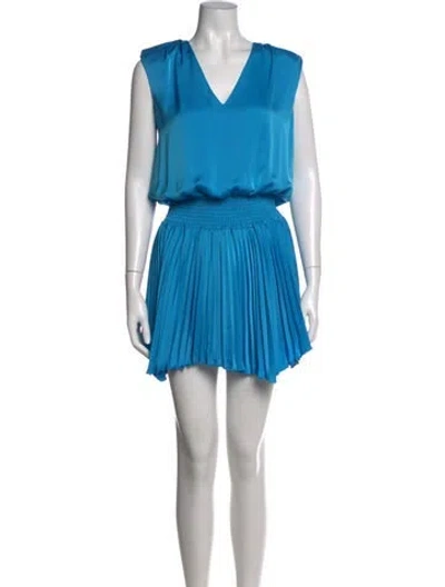 Pre-owned Ramy Brook V-neck Mini Dress In Blue