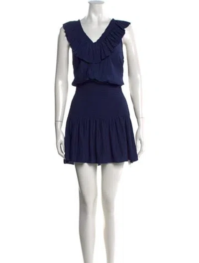 Pre-owned Ramy Brook V-neck Mini Dress In Blue