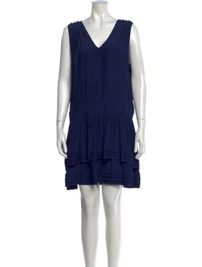 Pre-owned Ramy Brook V-neck Mini Dress In Blue