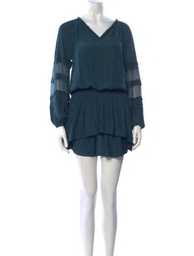 Pre-owned Ramy Brook V-neck Mini Dress In Blue