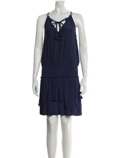 Pre-owned Ramy Brook V-neck Mini Dress In Blue