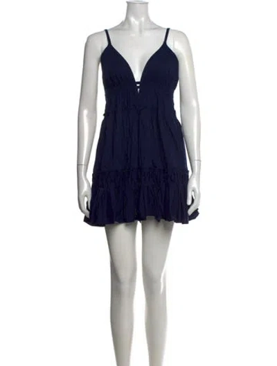 Pre-owned Ramy Brook V-neck Mini Dress In Blue