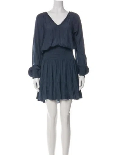 Pre-owned Ramy Brook V-neck Mini Dress In Blue