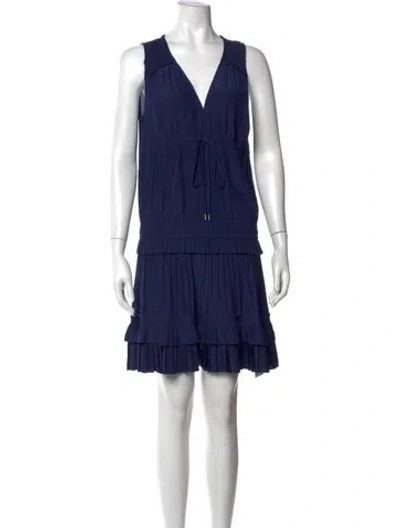 Pre-owned Ramy Brook V-neck Mini Dress In Blue