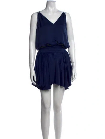 Pre-owned Ramy Brook V-neck Mini Dress In Blue