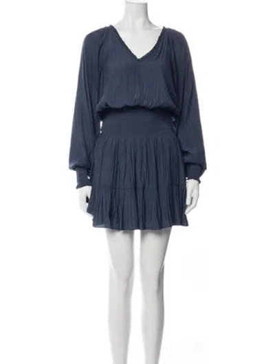 Pre-owned Ramy Brook V-neck Mini Dress In Blue