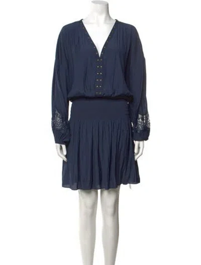 Pre-owned Ramy Brook V-neck Mini Dress In Blue