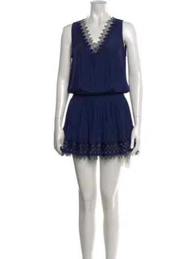 Pre-owned Ramy Brook V-neck Mini Dress In Blue