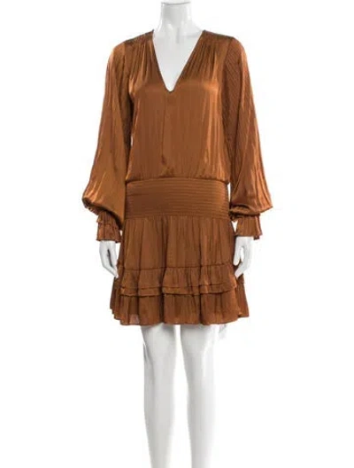 Pre-owned Ramy Brook V-neck Mini Dress In Brown