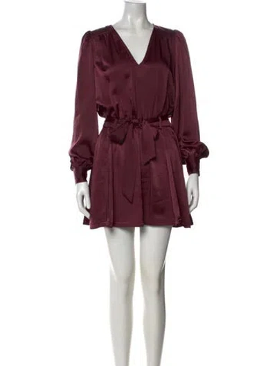 Pre-owned Ramy Brook V-neck Mini Dress In Burgundy