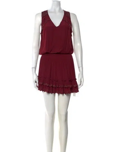 Pre-owned Ramy Brook V-neck Mini Dress In Burgundy