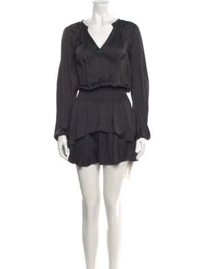 Pre-owned Ramy Brook V-neck Mini Dress In Gray