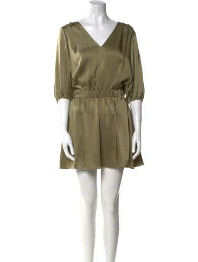 Pre-owned Ramy Brook V-neck Mini Dress In Green
