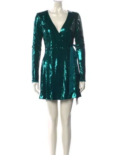 Pre-owned Ramy Brook V-neck Mini Dress In Green