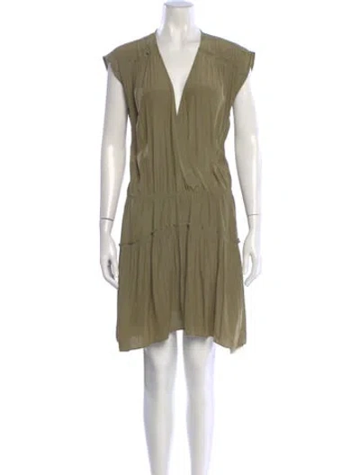 Pre-owned Ramy Brook V-neck Mini Dress In Green