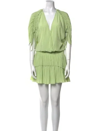 Pre-owned Ramy Brook V-neck Mini Dress In Green