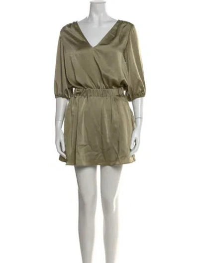 Pre-owned Ramy Brook V-neck Mini Dress In Green